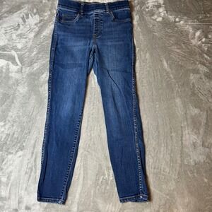 Spanx Stretch Twill Skinny Leg Pull On Jeans Dark Wash Blue Size Medium